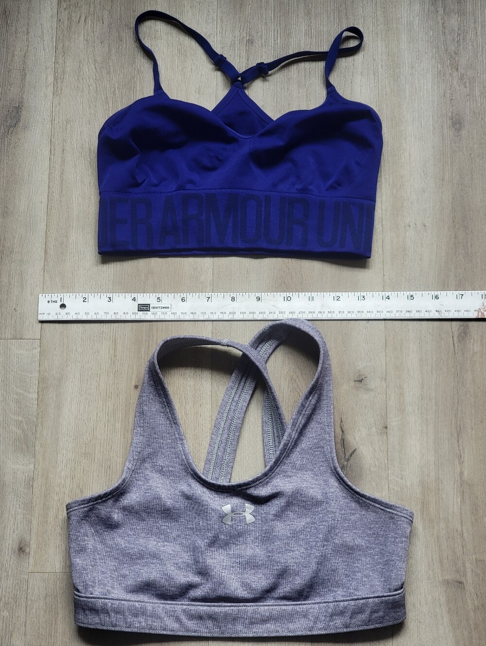 Under Armour Royal Blue Long-Line & Heather Purple Crossback Sports Bra Set